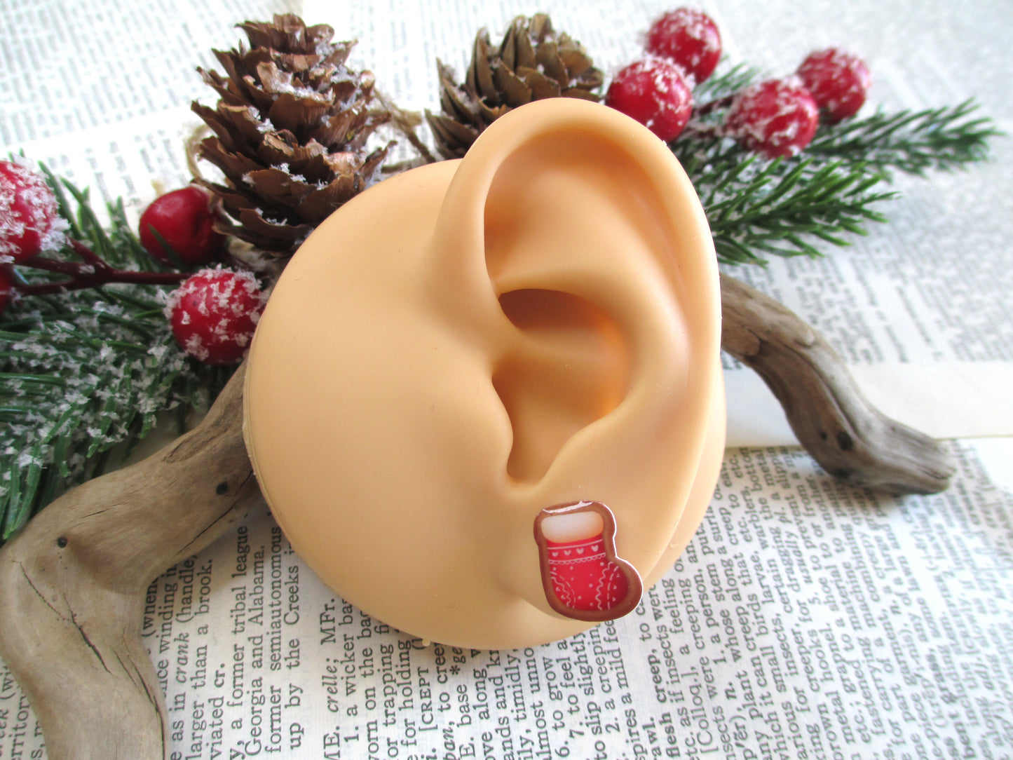 Christmas Cookie Red Stocking Earrings