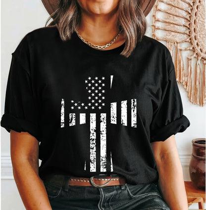 Grunge American Flag Cross Shirt