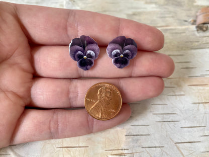 Purple Pansy Earrings