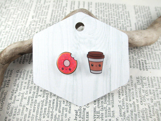 Kawaii Donut and Coffee Earrings