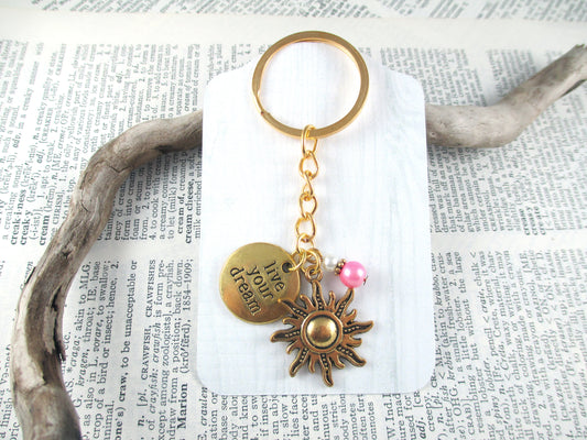 Gold Rapunzel Live Your Dream Keychain