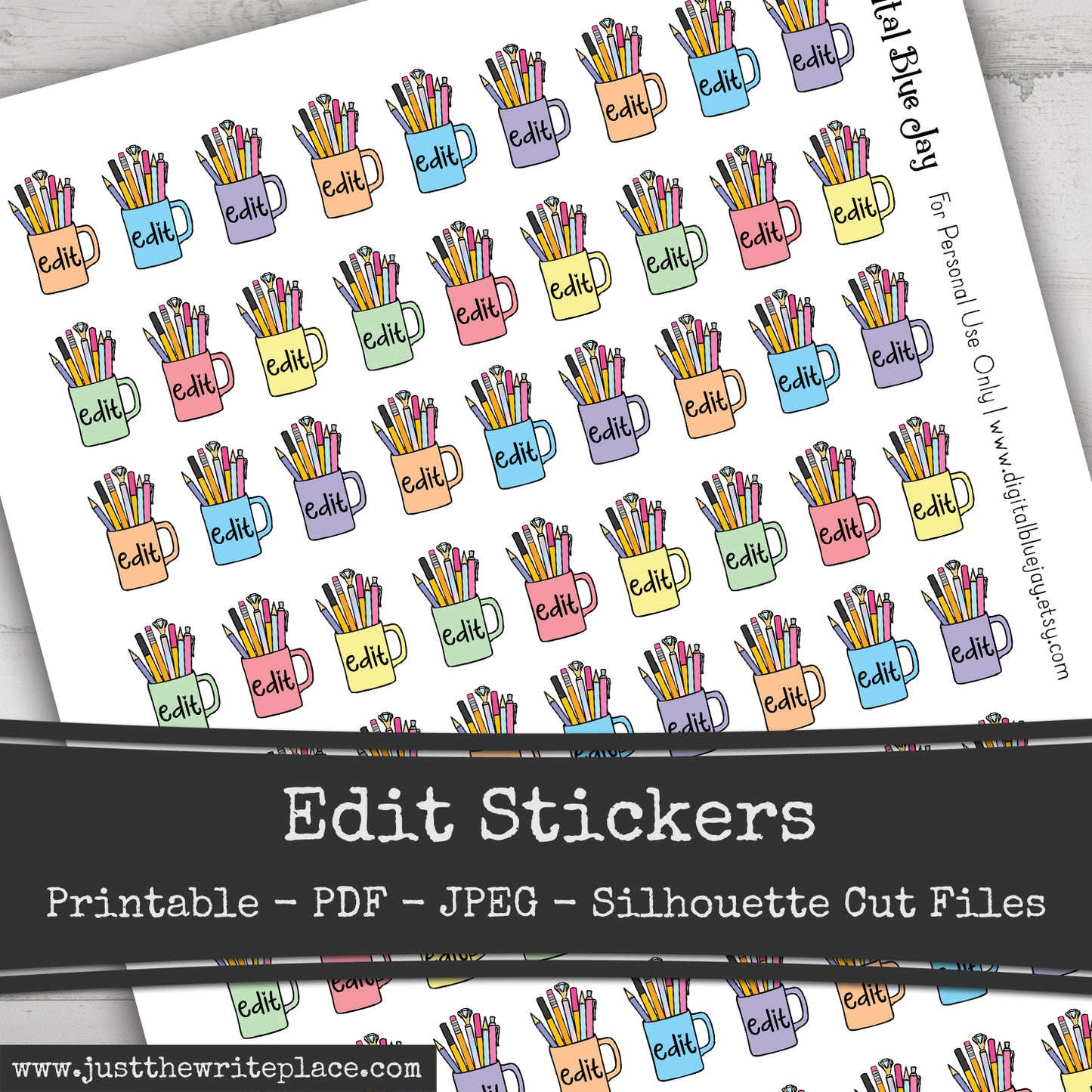 Printable Edit Writer Planner Stickers