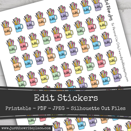 Printable Edit Writer Planner Stickers