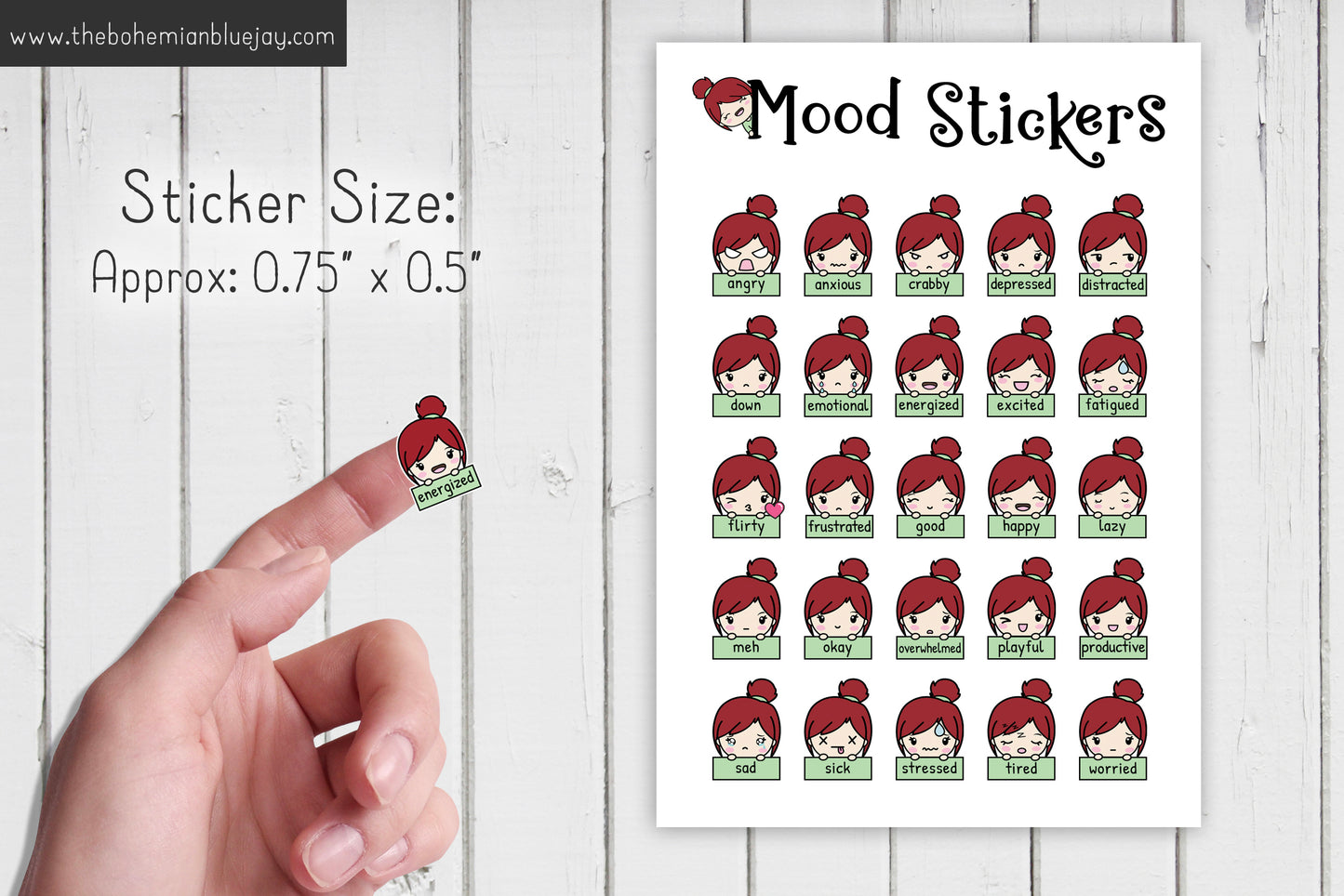 Chibi Girl Mood Tracker Stickers