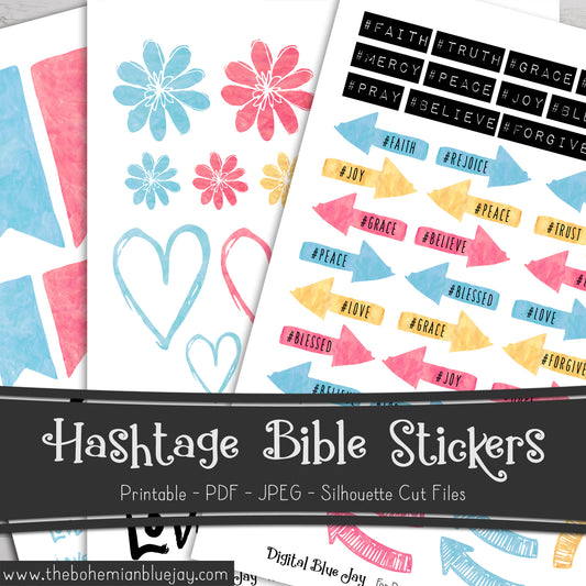 Printable Hashtag Bible Journal Stickers