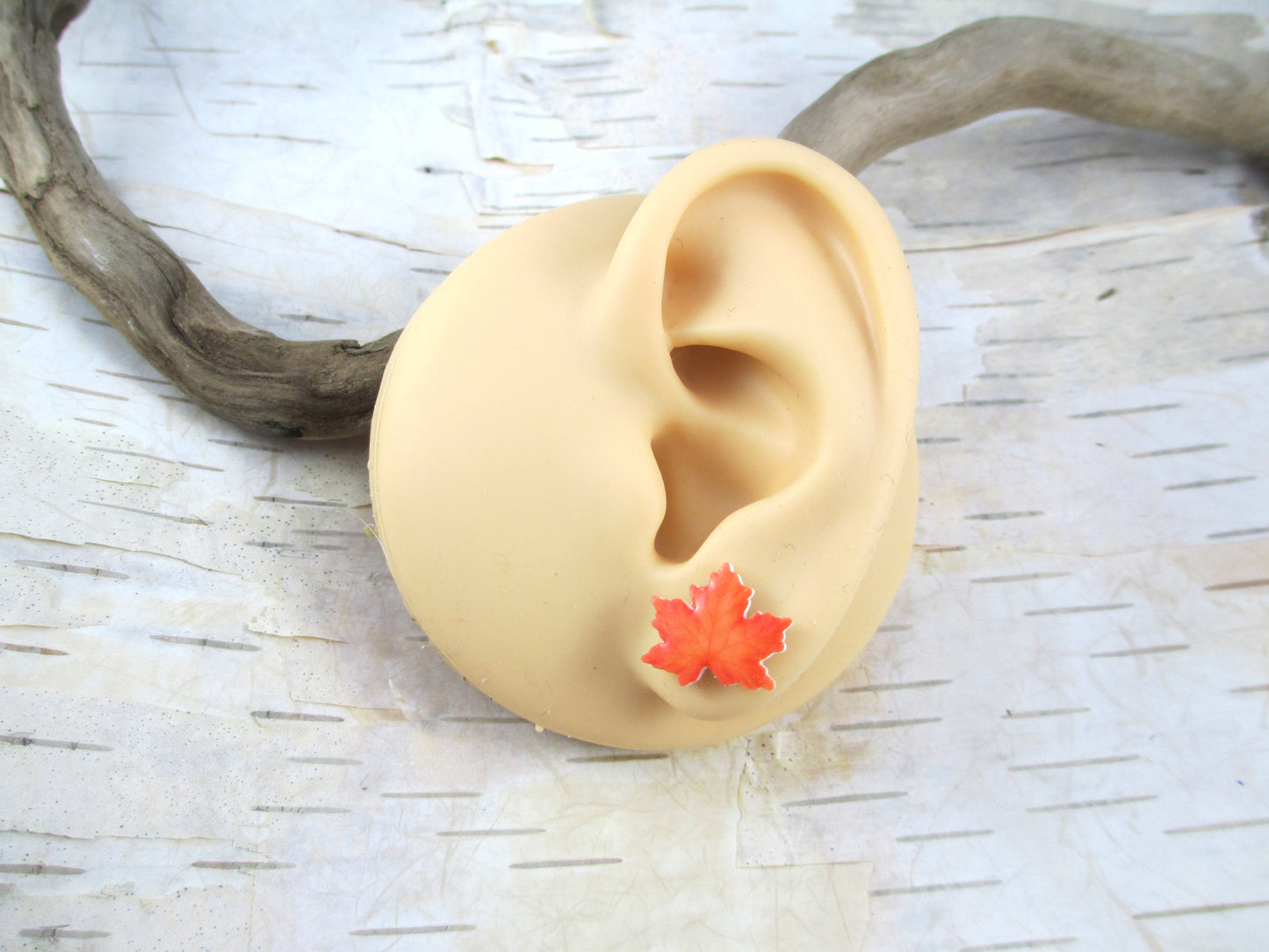 Orange Maple Leaf Earrings