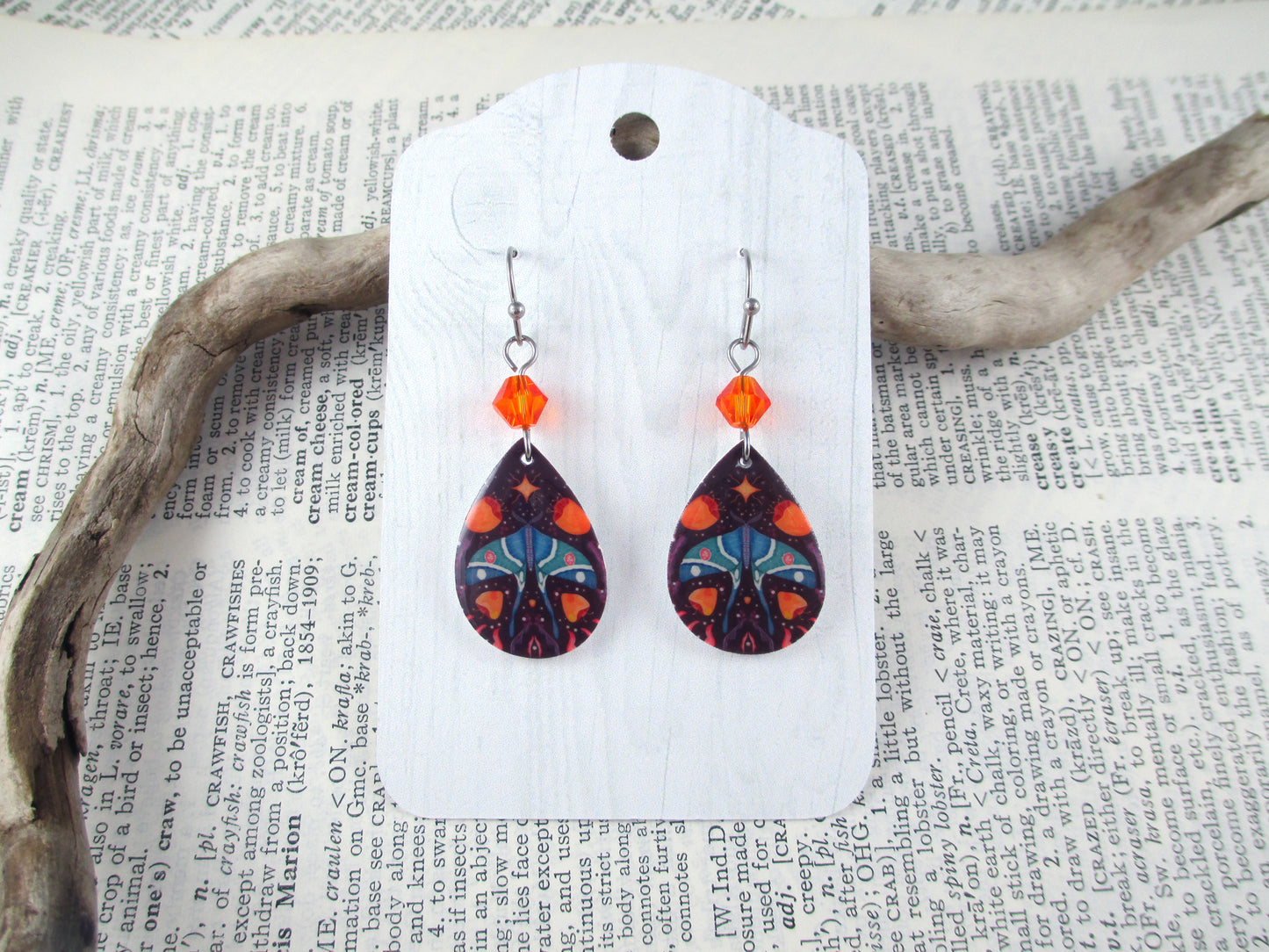 Purple Luna Moth Earrings