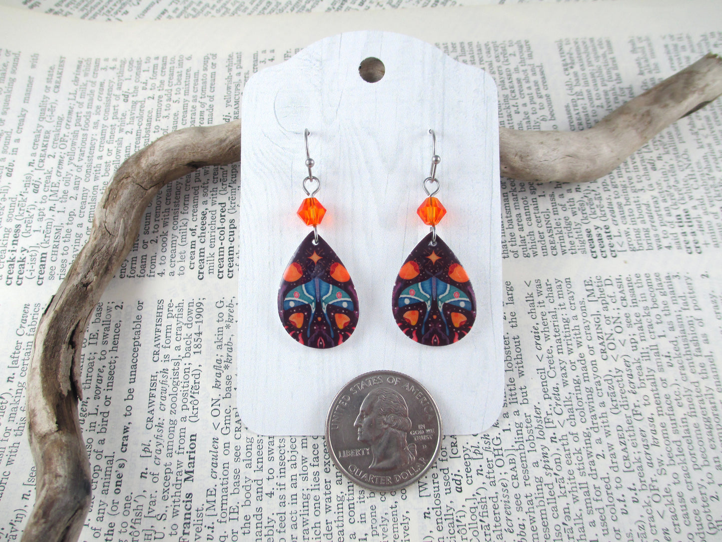 Purple Luna Moth Earrings