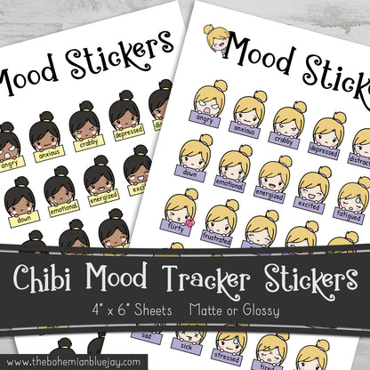 Chibi Girl Mood Tracker Stickers