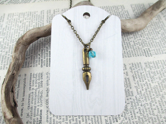 Bronze Pen Nib Necklace