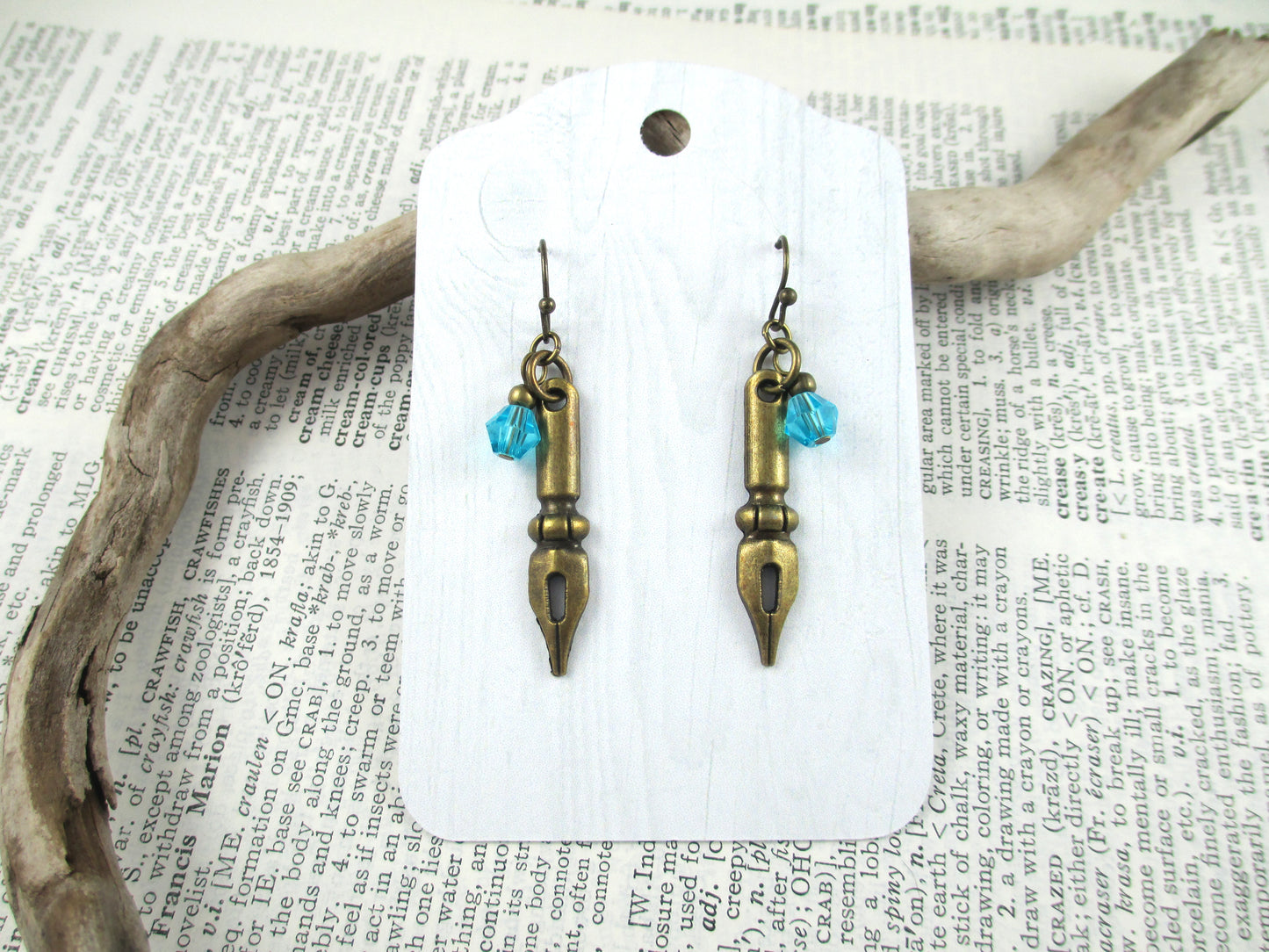 Bronze Pen Nib Earrings