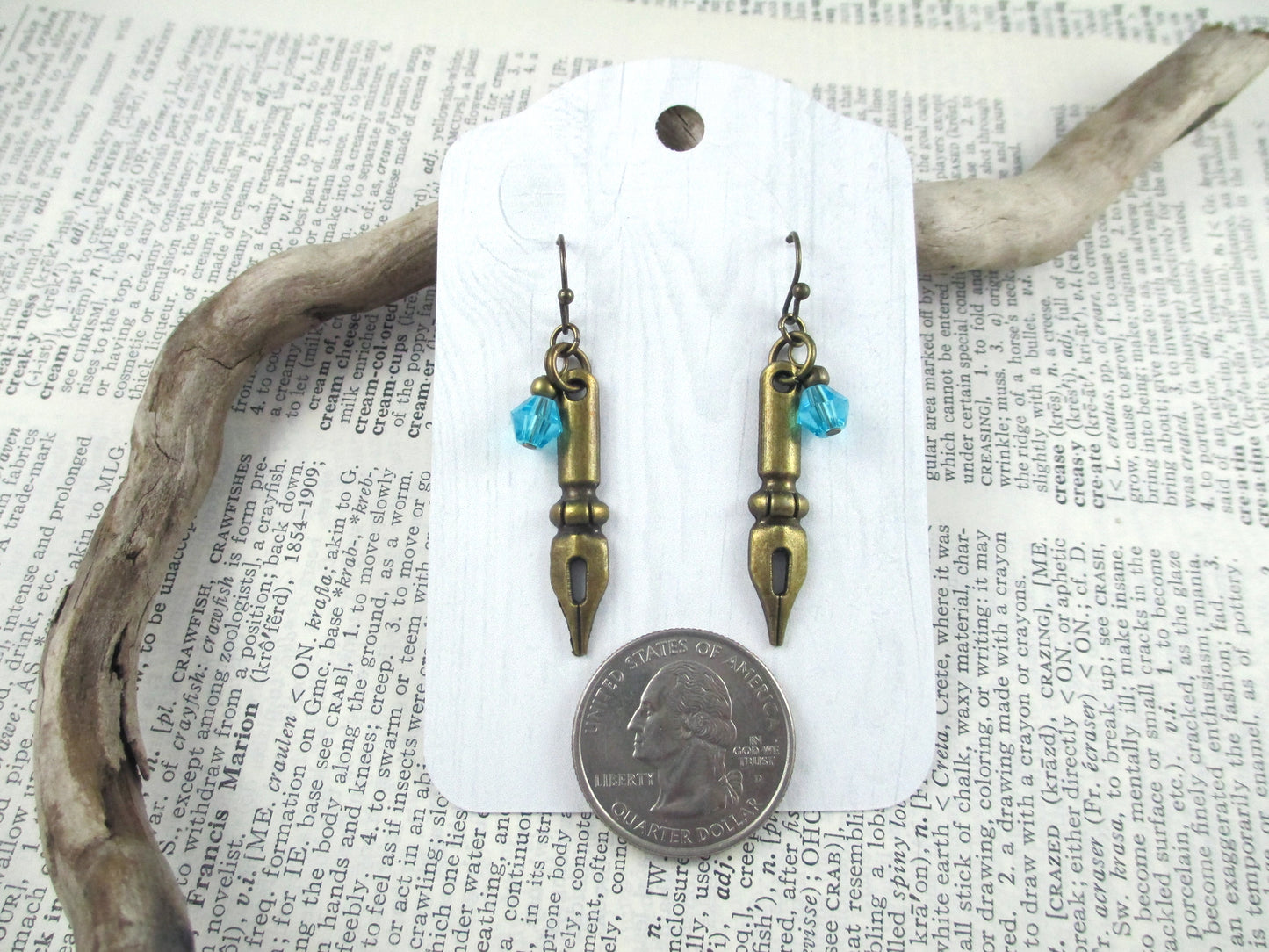 Bronze Pen Nib Earrings