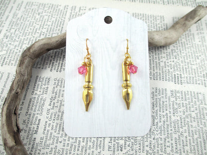 Gold Pen Nib Earrings