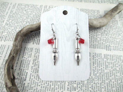 Silver Pen Nib Earrings