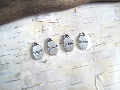 Silver Pen Nib Word Charm Necklace