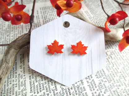 Orange Maple Leaf Earrings