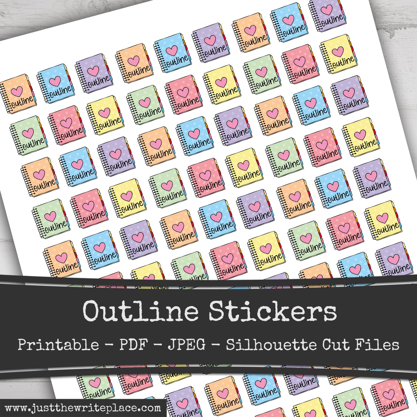 Printable Outline Writer Planner Stickers