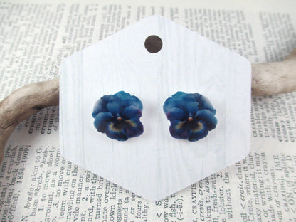 Blue Pansy Earrings