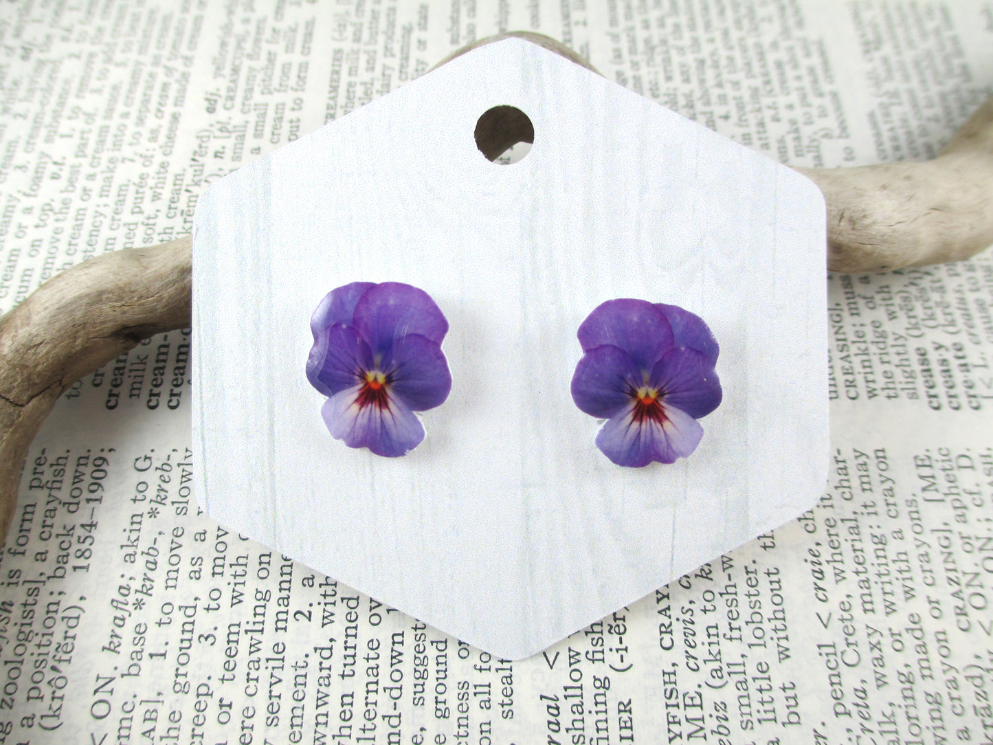 Purple Pansy Earrings