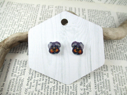 Light Blue Pansy Earrings