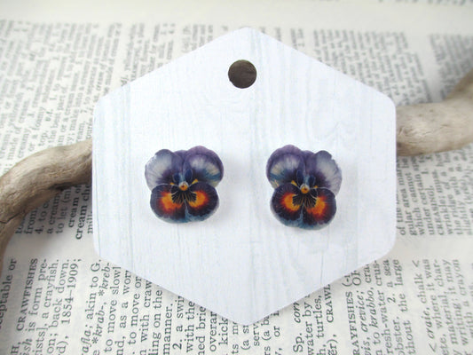 Light Blue Pansy Earrings