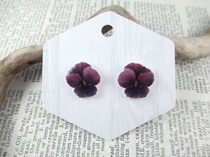 Plum Pansy Earrings