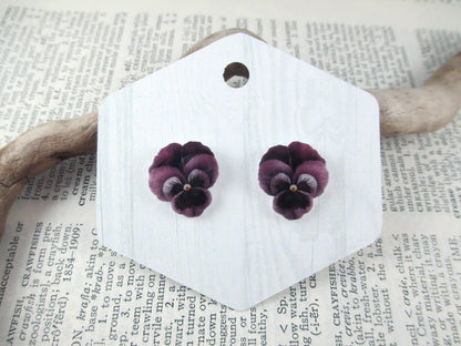 Purple Pansy Earrings