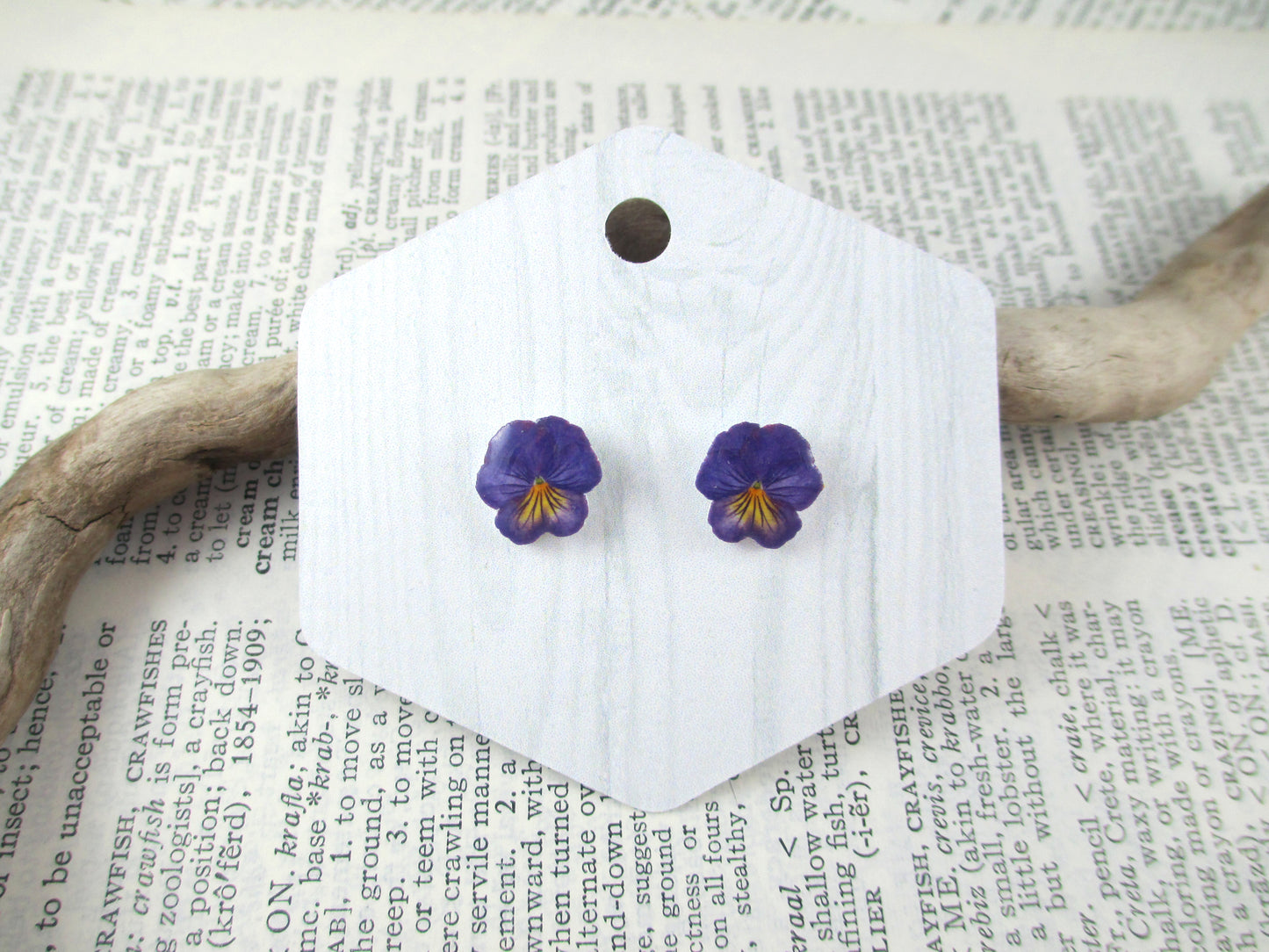 Purple and Yellow Pansy Earrings