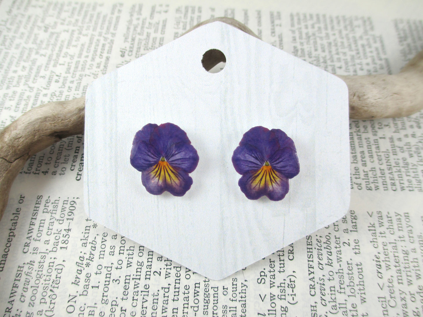 Purple and Yellow Pansy Earrings