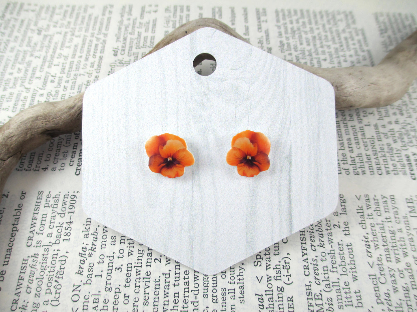 Orange Pansy Earrings