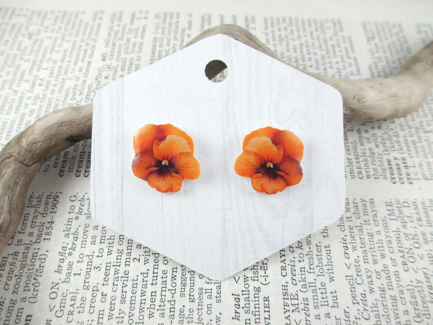 Orange Pansy Earrings