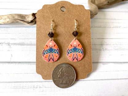 Pink Luna Moth Earrings