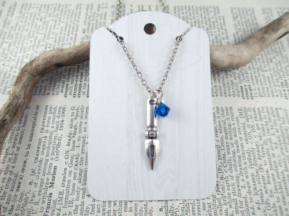 Silver Pen Nib Charm Necklace