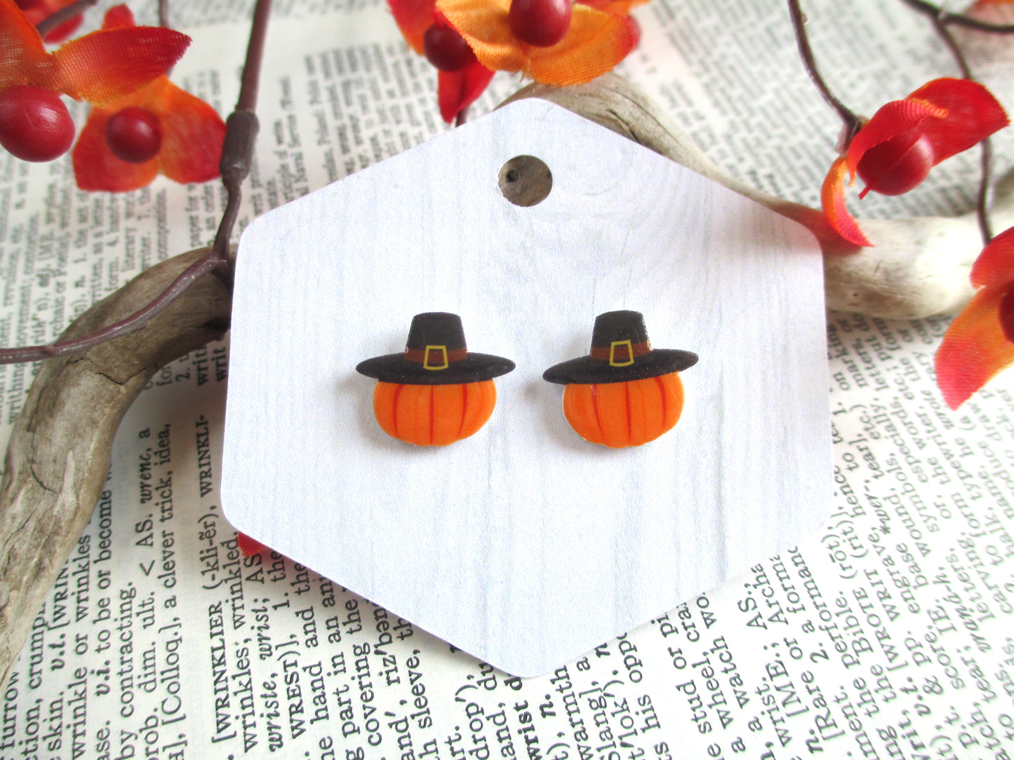 Pilgrim Pumpkin Earrings