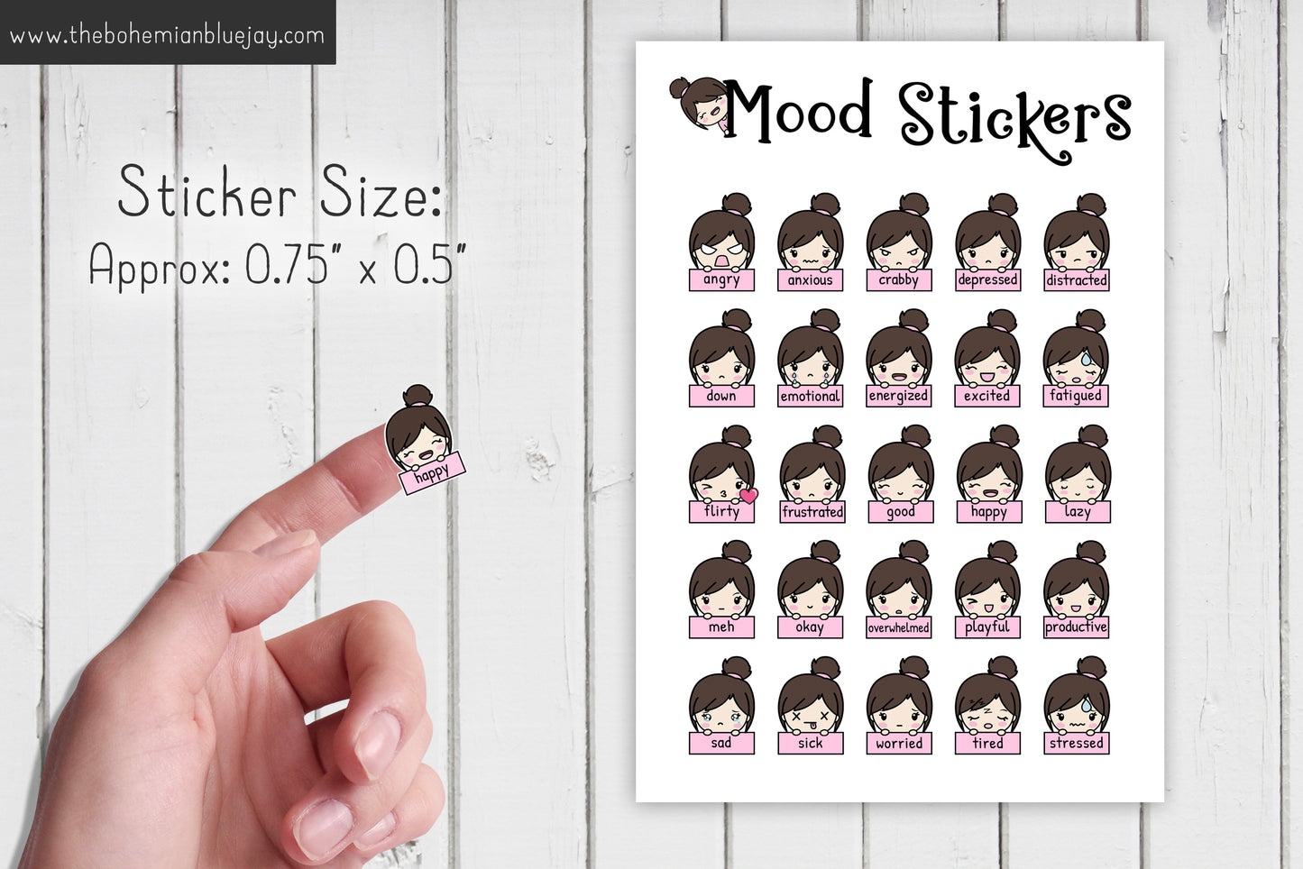 Chibi Girl Mood Tracker Stickers