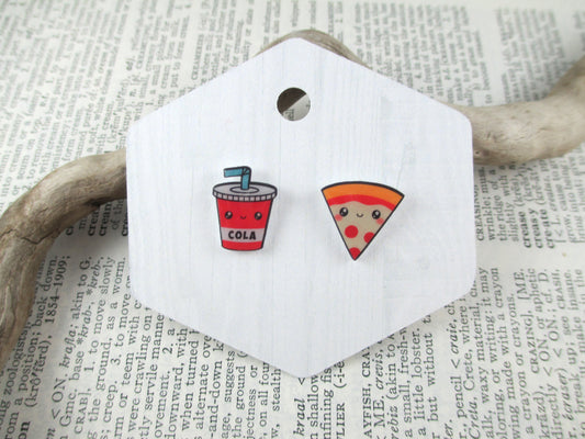 Kawaii Pizza and Cola Earrings