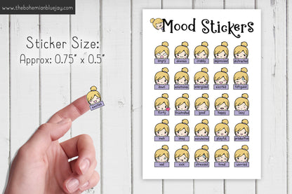 Chibi Girl Mood Tracker Stickers