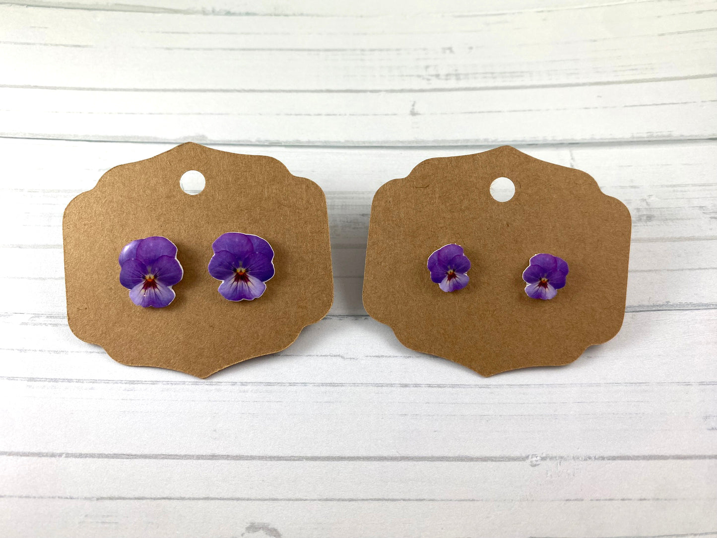 Purple Pansy Earrings