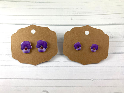 Purple Pansy Earrings