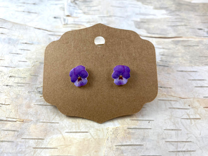 Purple Pansy Earrings