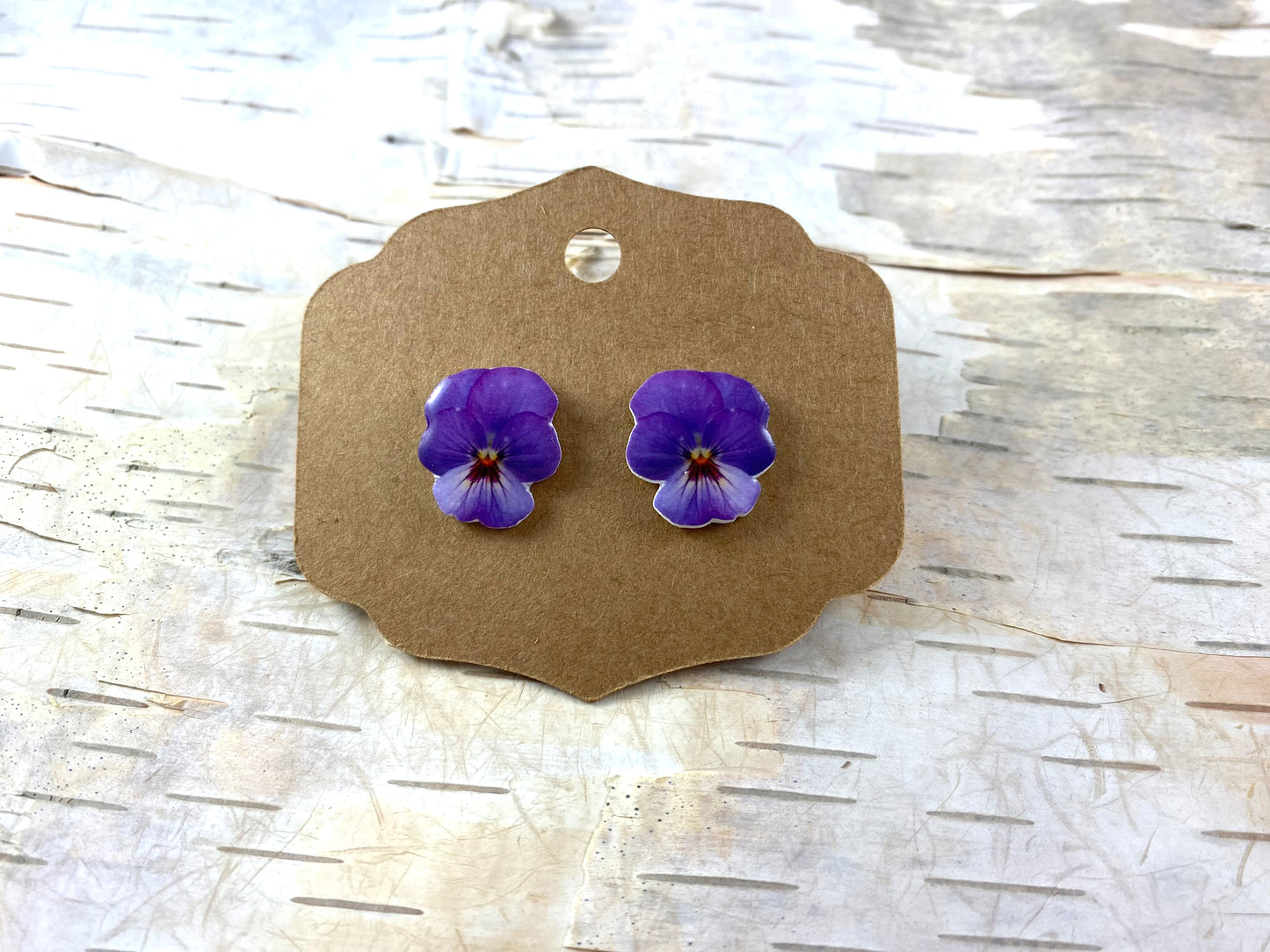 Purple Pansy Earrings