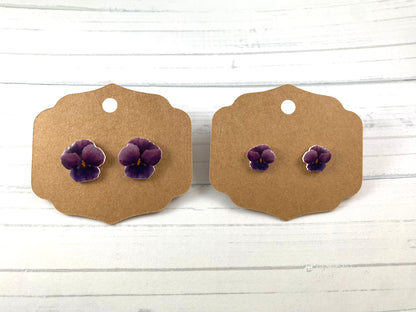 Plum Pansy Earrings