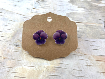 Plum Pansy Earrings