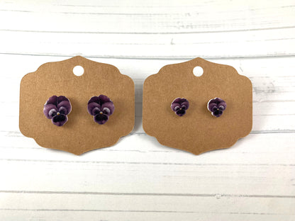 Purple Pansy Earrings