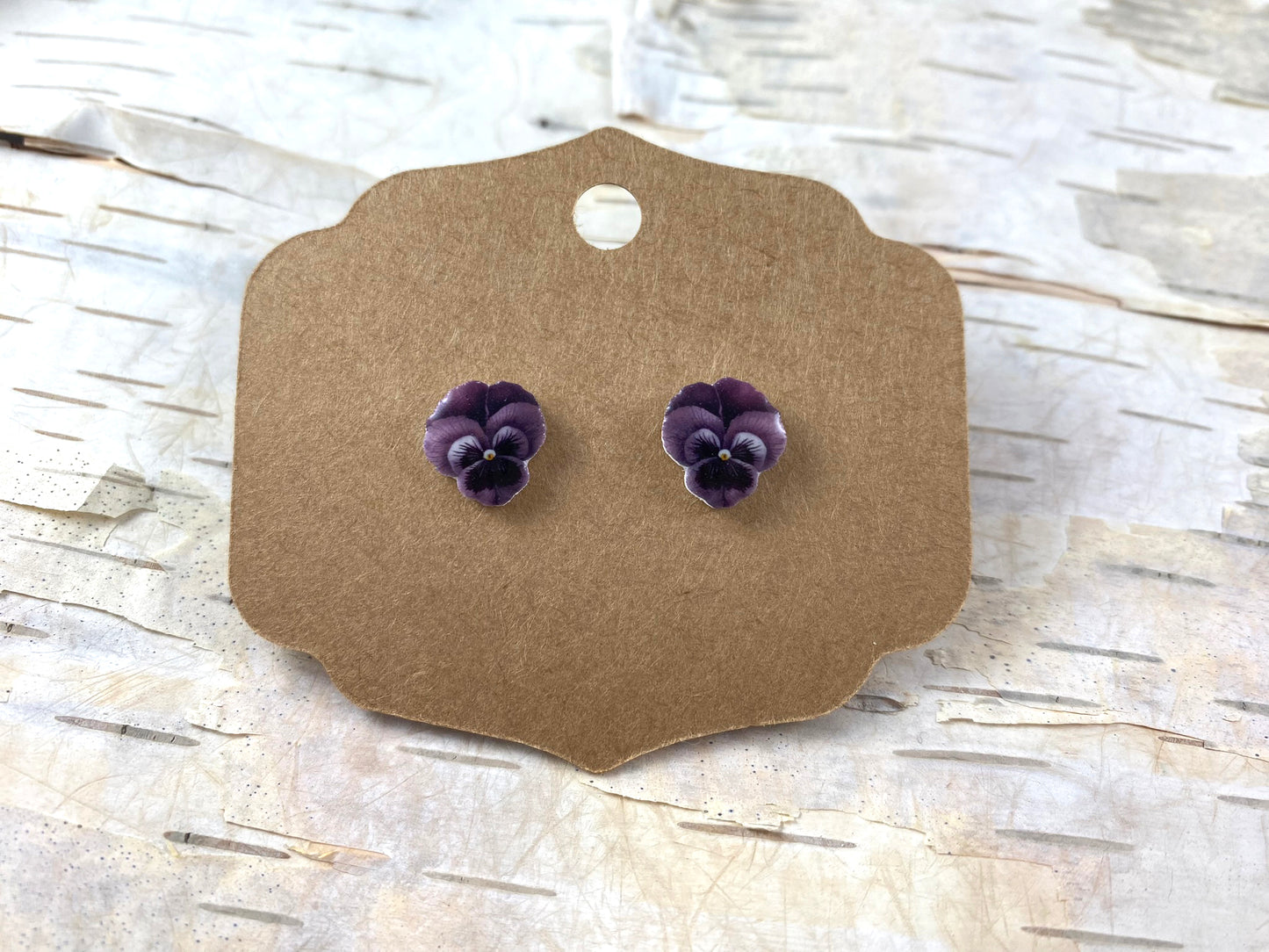 Purple Pansy Earrings