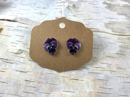 Purple Pansy Earrings