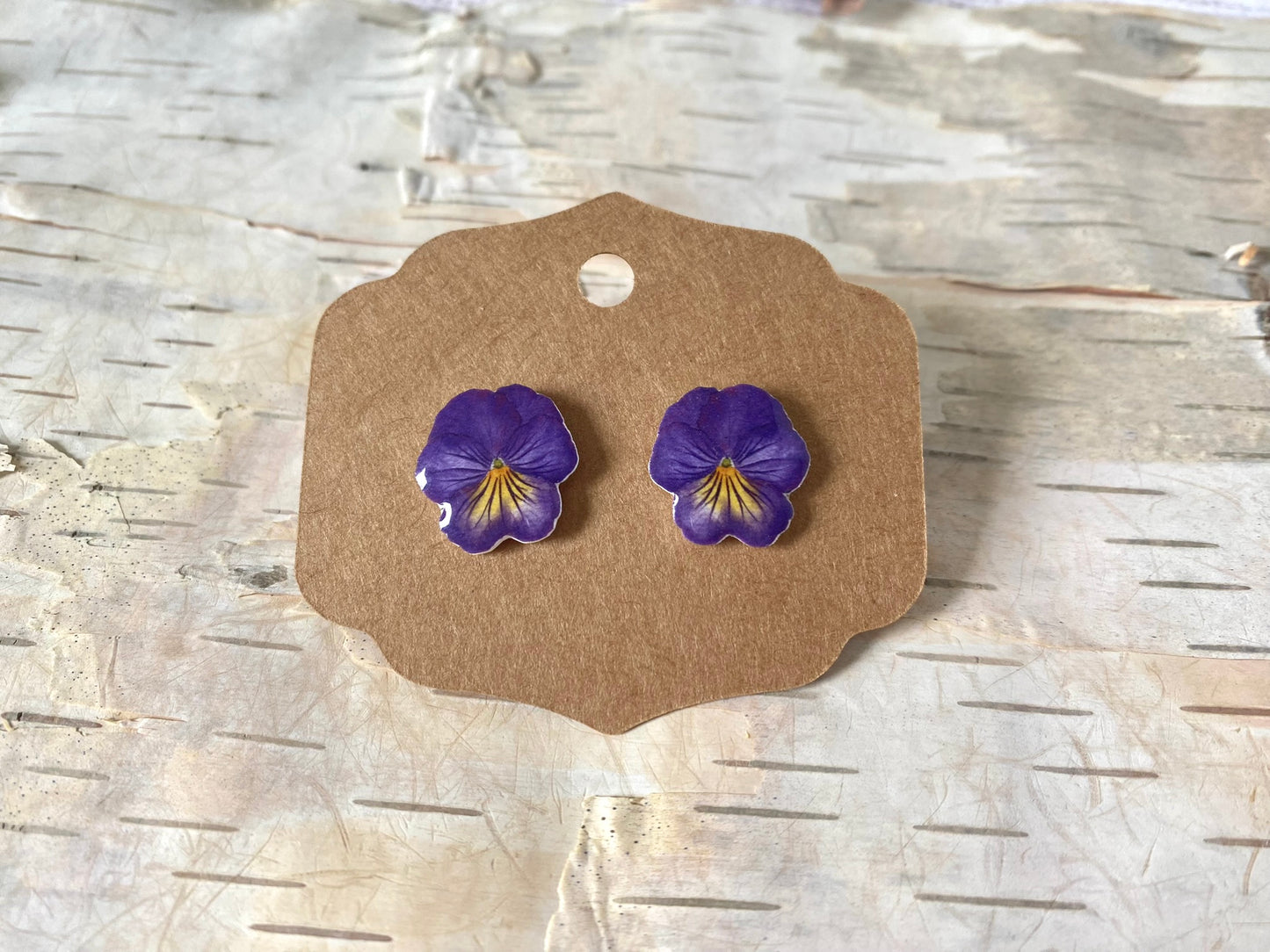 Purple and Yellow Pansy Earrings