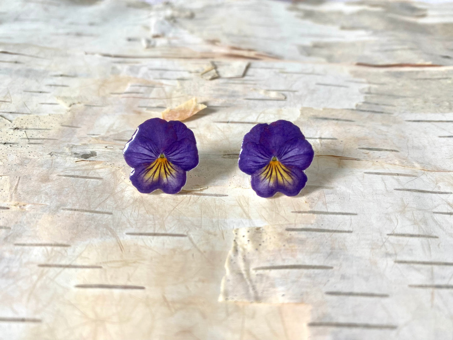 Purple and Yellow Pansy Earrings