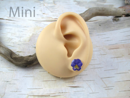 Purple and Yellow Pansy Earrings