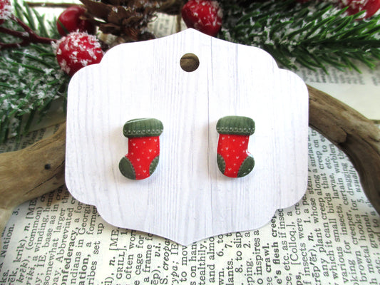 Red and Green Christmas Stocking Earrings